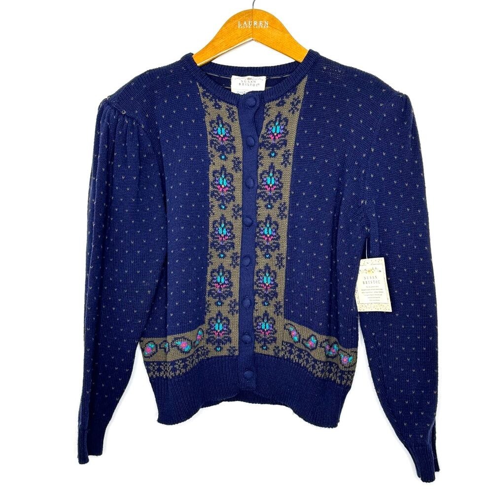 Vintage Susan Bristol Hand Embroidered cardigan NWT